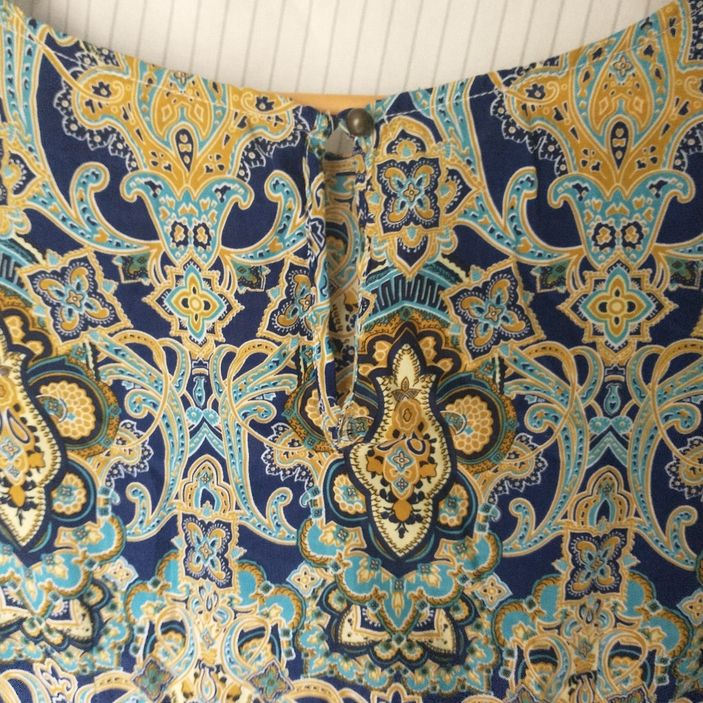 Women's "Lov posh" blue and gold paisley printed dress from Francesca's - Picture 9 of 11